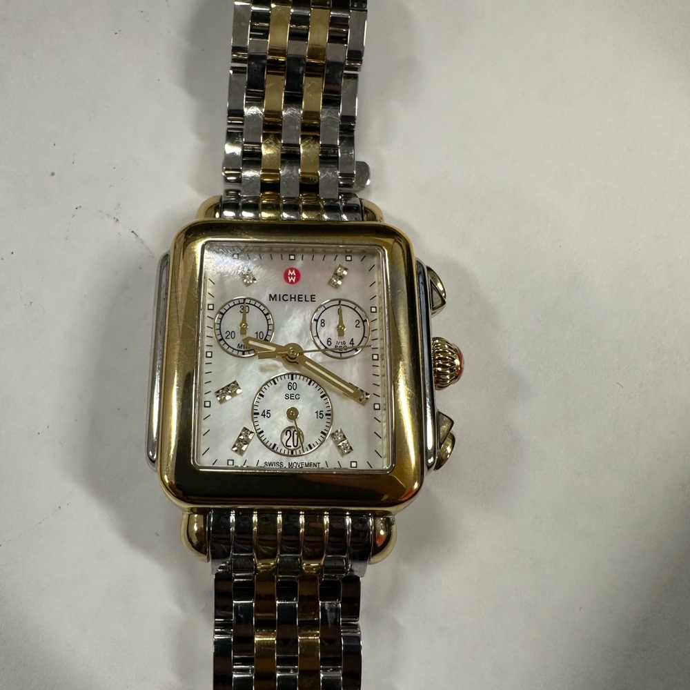 Michele Deco 18 two-tone diamond detail watch - Picture 4 of 8